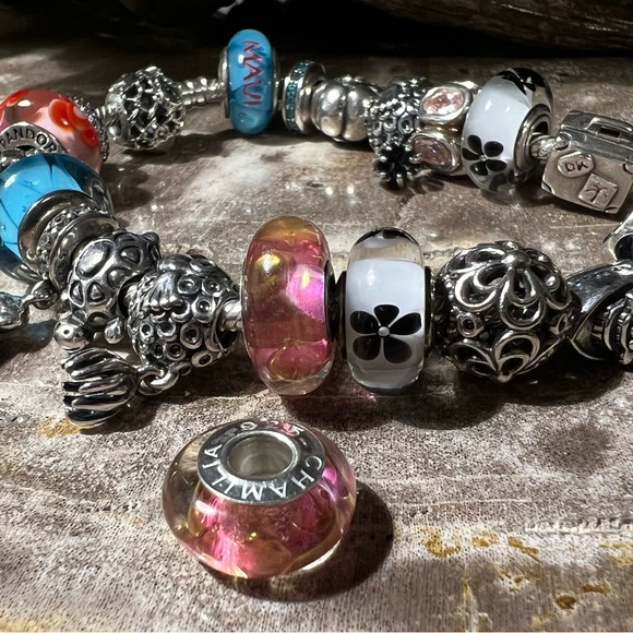 New Authentic Chamilia Murano- 24K Gold Collection Sunrise Gold Glass Bead Charm - Picture 4 of 7